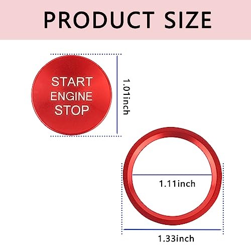 Car Push Start Button Cover Compatible with Audi,Cool Aluminum Engine Start Red
