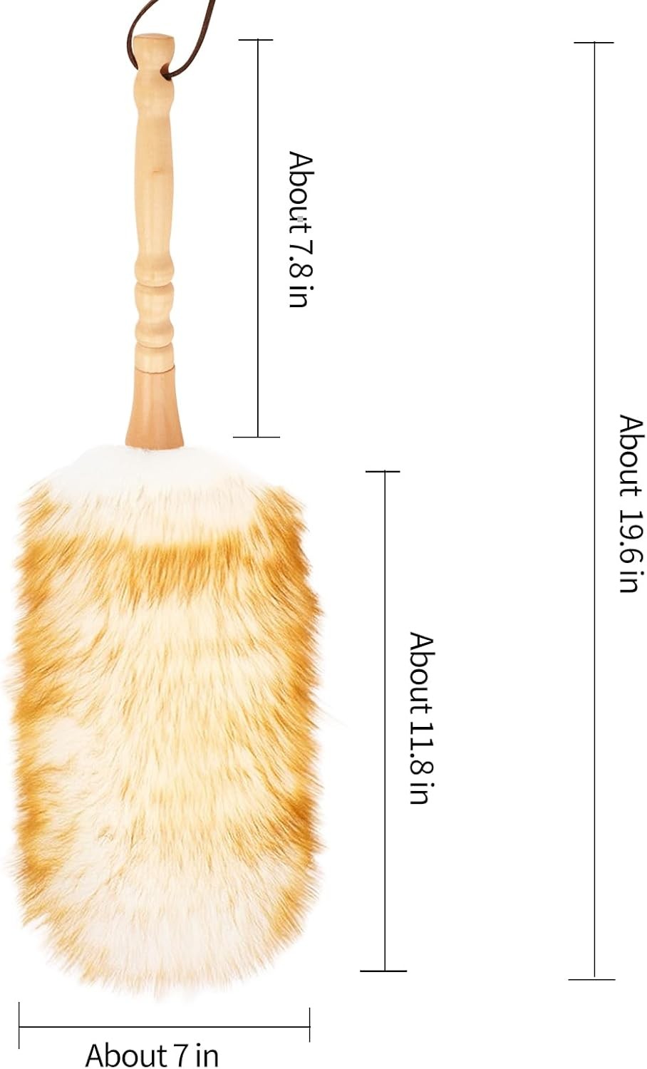 Lambswool Duster W/ Solid Wooden Handle,Leather Hang Strap,Comfortable Grips