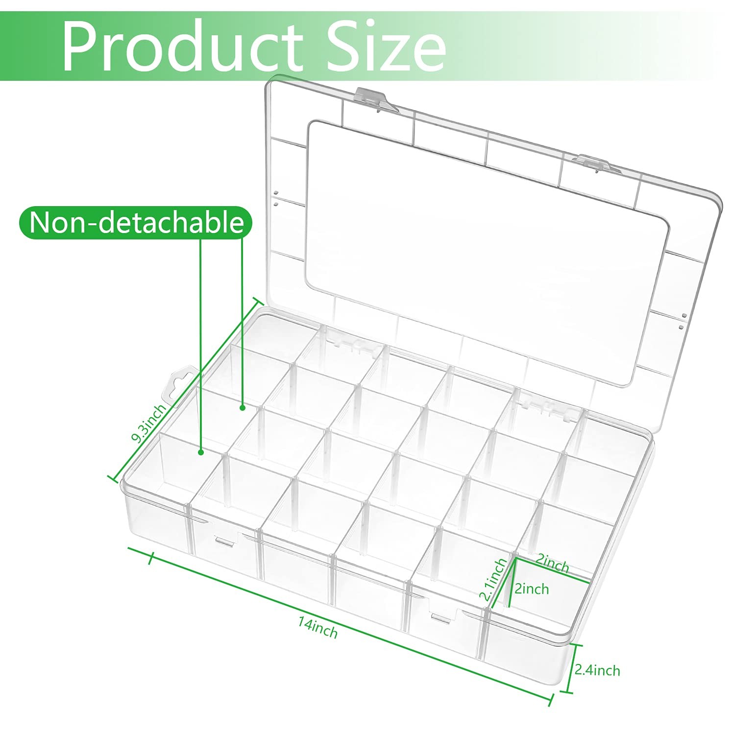 Gbivbe Large 24 Grids Plastic Organizer Box Adjustable Dividers,Clear Storage...