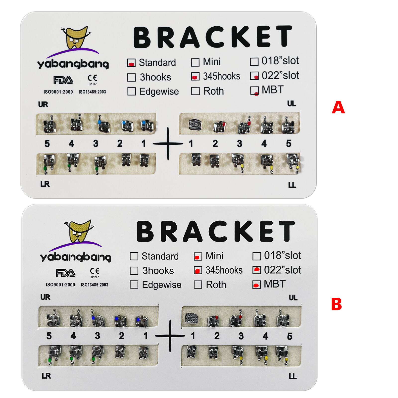 1-100 packs Dental Orthodontic Brackets Braces Mini Standard MBT 022 345Hooks ty