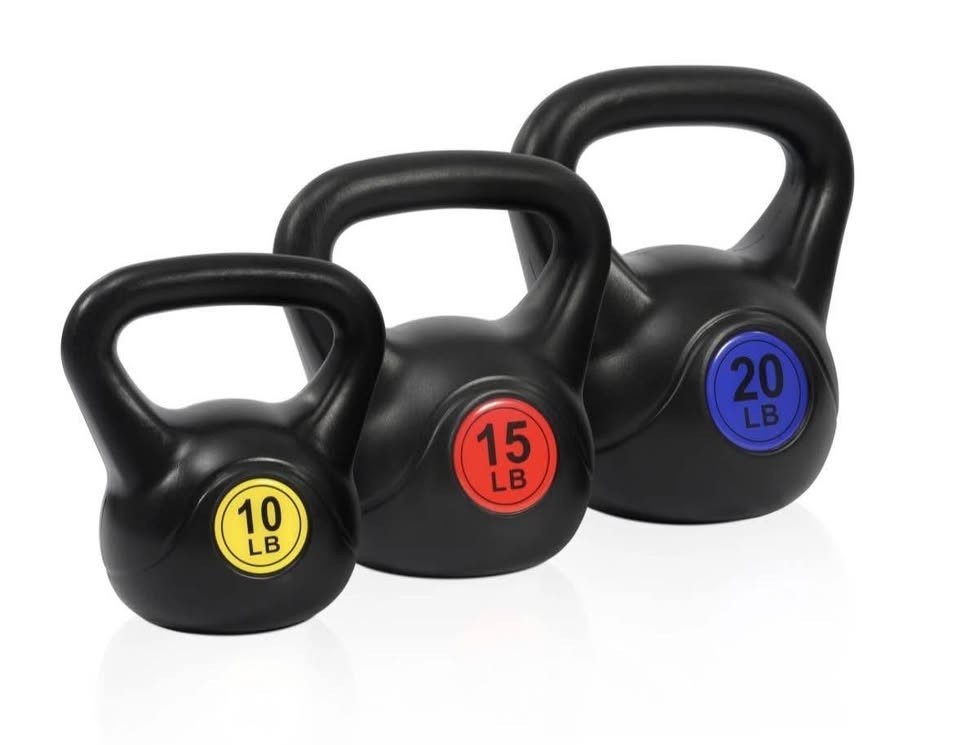 45LB Kettlebell Set 10 15 20 LB Vinyl Coated Kettlebells Strength Training