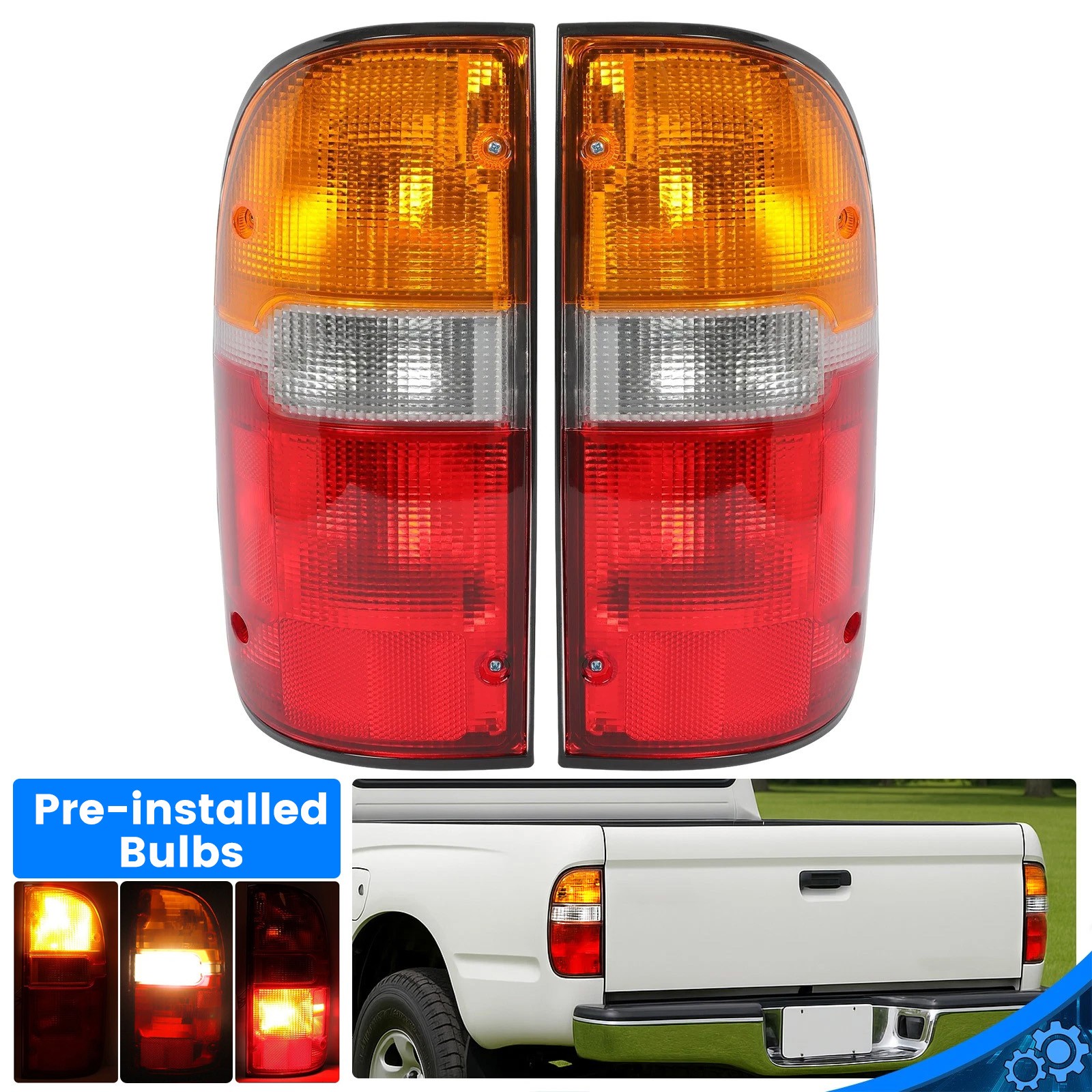 2PCS Tail Lights Lamps Brake Lights w/Bulbs For Toyota 1995-2000 Tacoma DOT/SAE