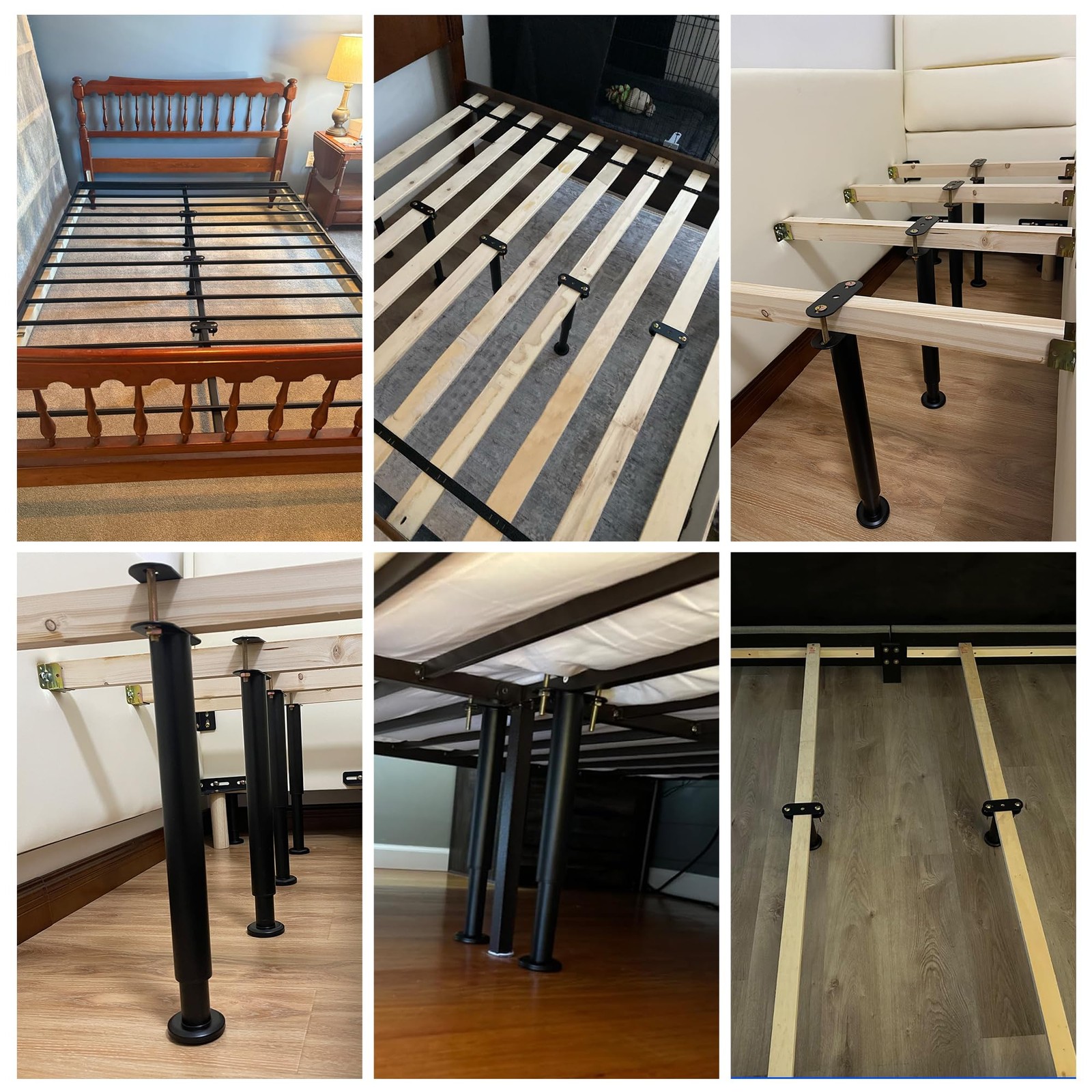 Adjustable Height Bed Support Legs 13.8-23.6 inch, Bed Frame Center Support L...