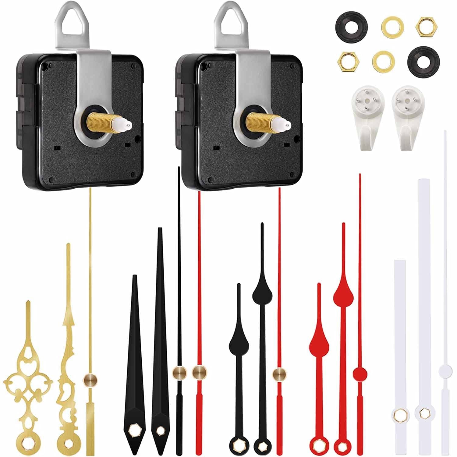 2 Pieces High Torque Silent Clock Movement Mechanism with 5 Pack Clock Hands,...