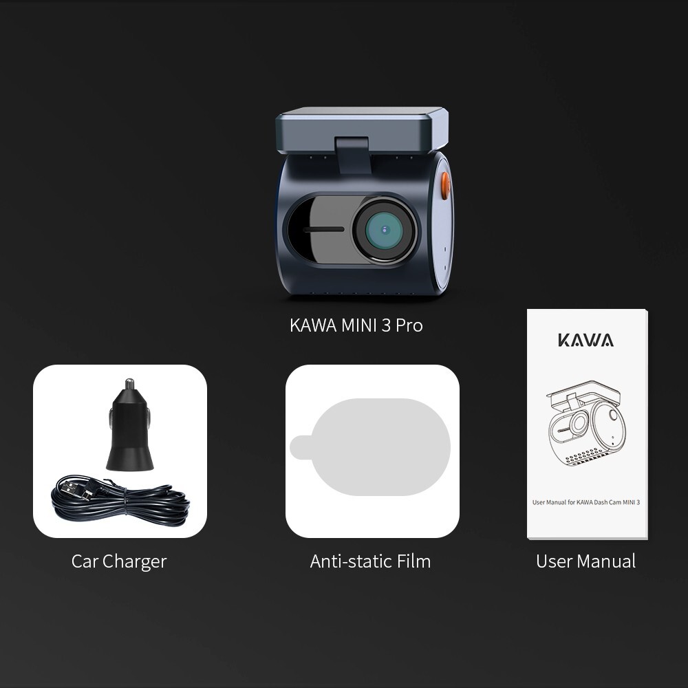 Tiny Dash Cam, 2K Transparent Screen Voice Control, Night Vision 24H Park Mode