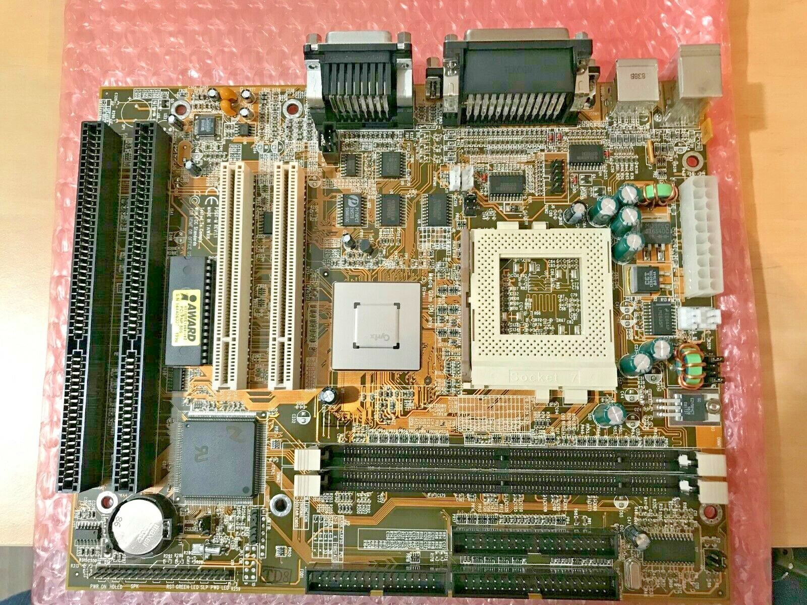 ULTRA RARE NEW ECS P5GX-M CYRIX GXM 200 233 266 ATX MOTHERBOARD WITH VGA, SOUND,