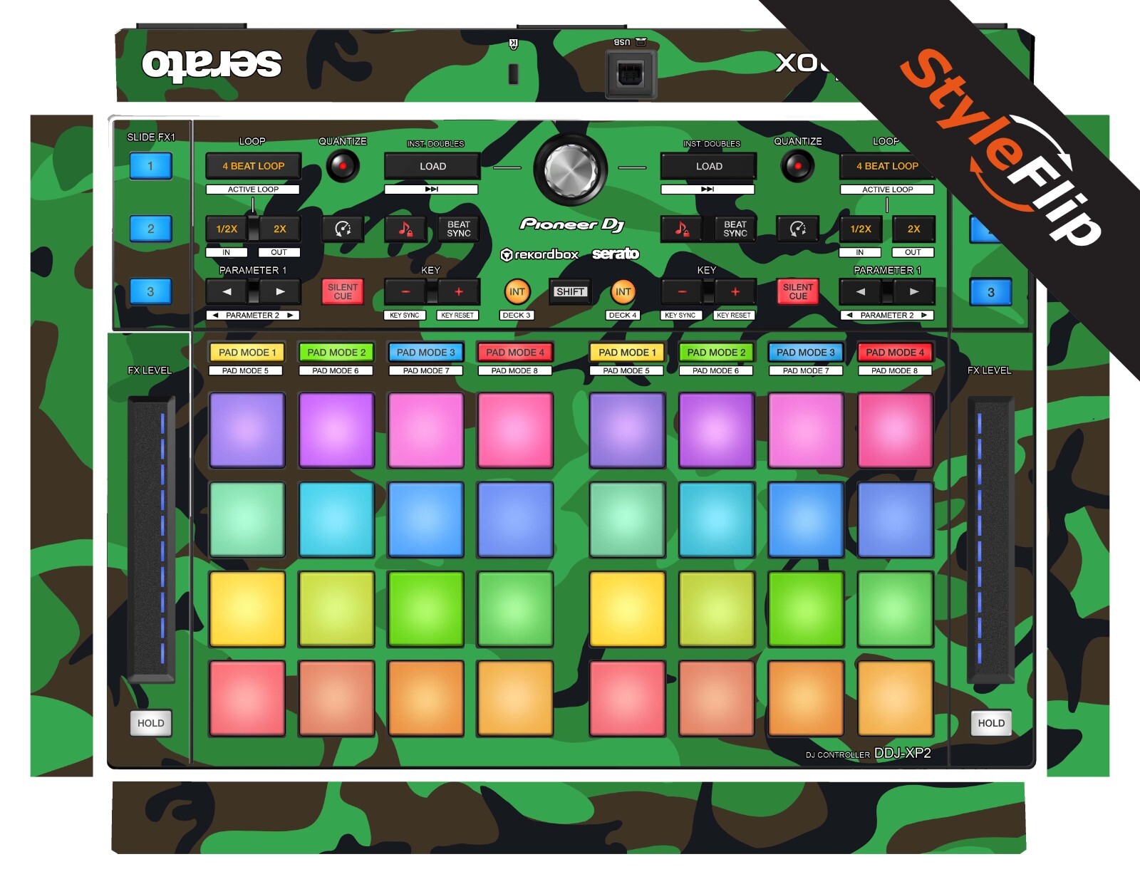 Pioneer DDJ-XP2 | Green Camo | Protective Decal | StyleFlip Skins