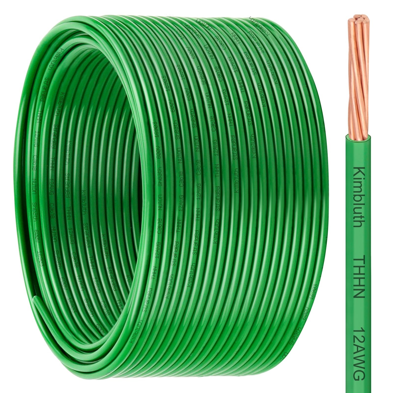 12Gauge Copper Wire 200FT THHN Stranded 600V Building Electrical PA6 nylon Green