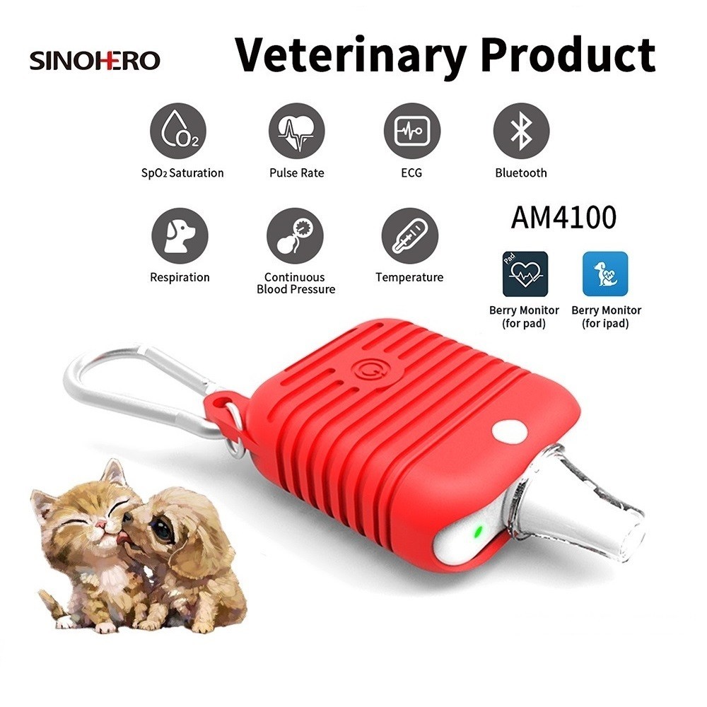 AM4100 Veterinary Monitor, Wearable Bluetooth Animal Vital Signs Machine for Pet