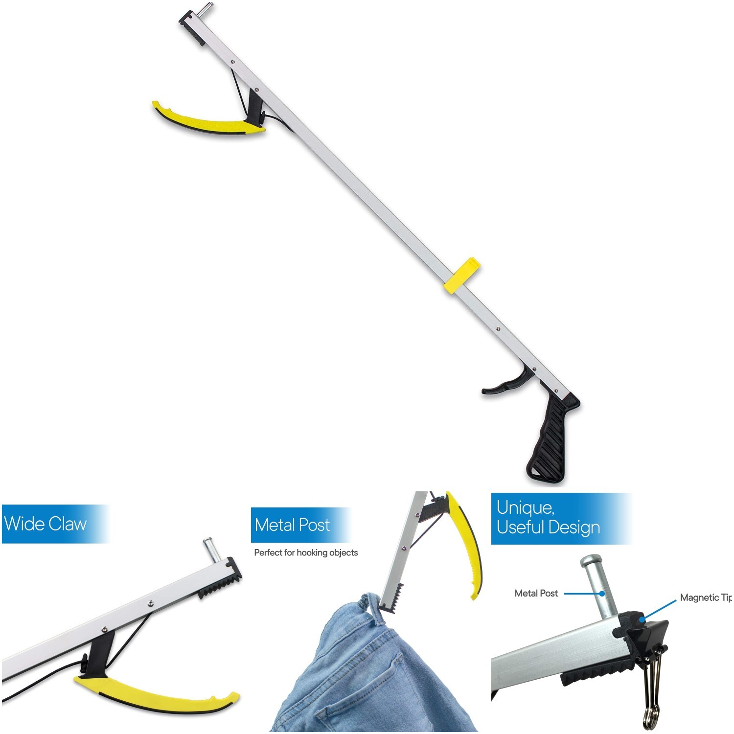 26-Inch Featherweight Reacher Tool Multi-Use Adjustable Hook Black