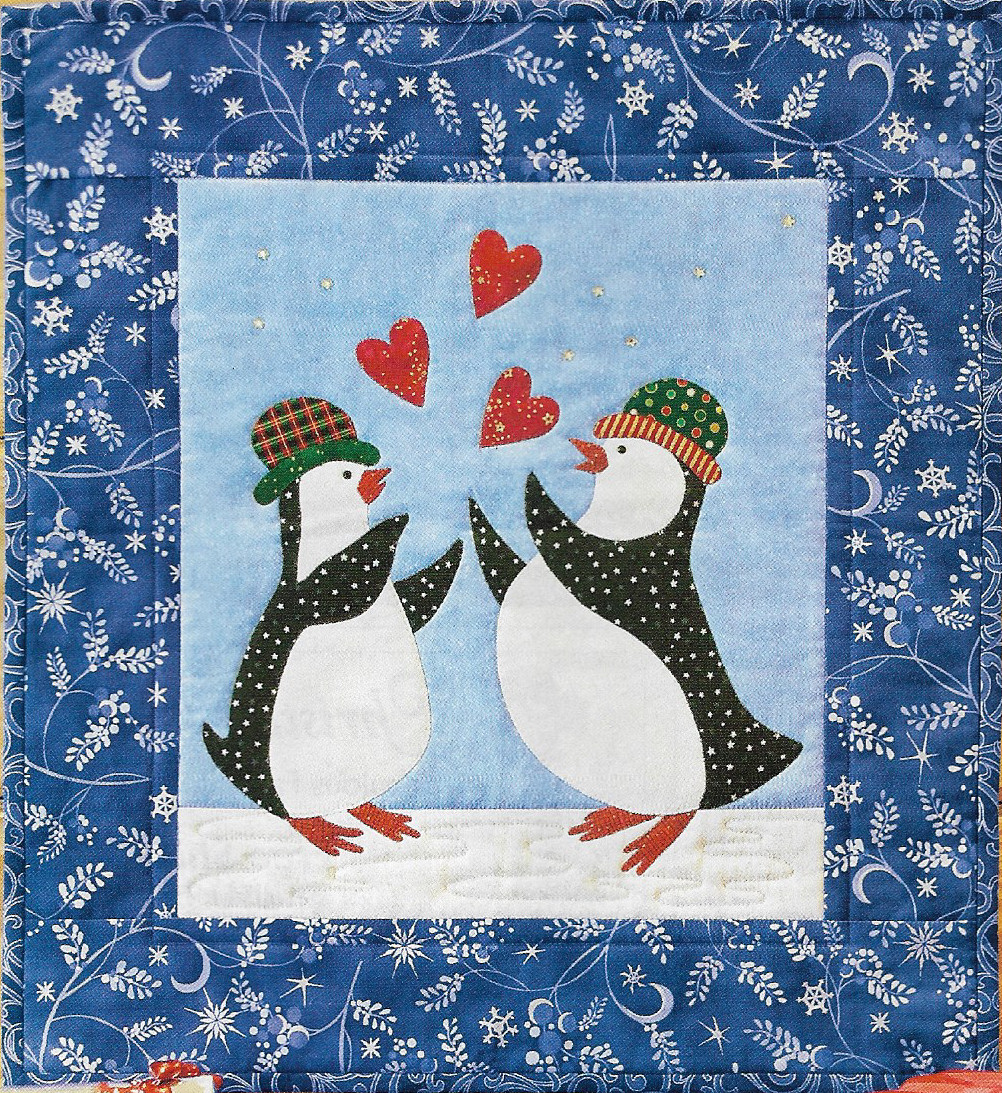 Catching Hearts Penguin Wall Quilt quilting pattern instructions