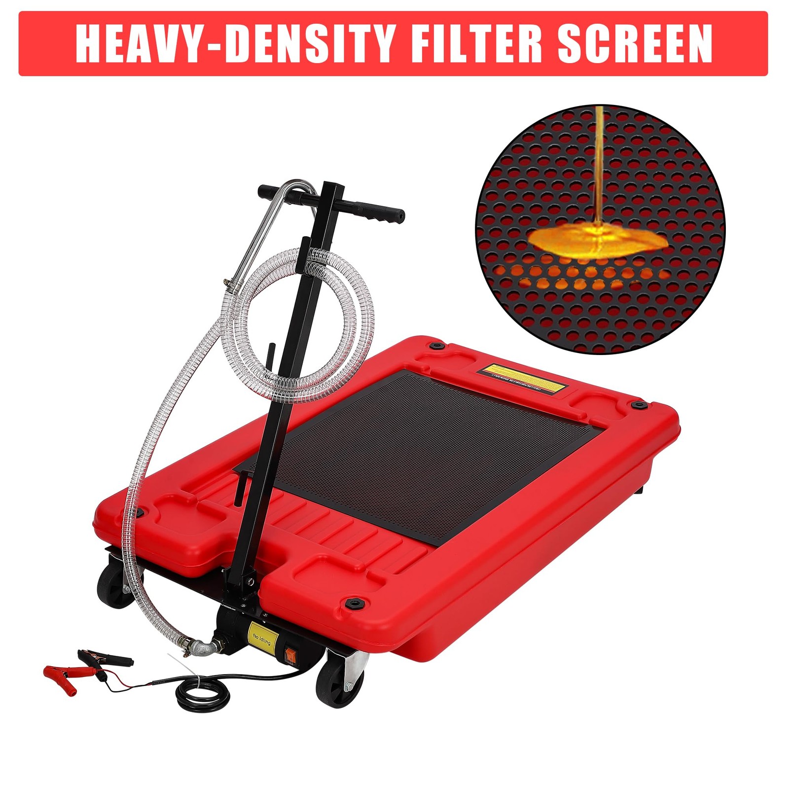 ⭐17Gallon Oil Drain Pan w/12V Electric Pump,Low Profile Oil Change Pan w/Handle