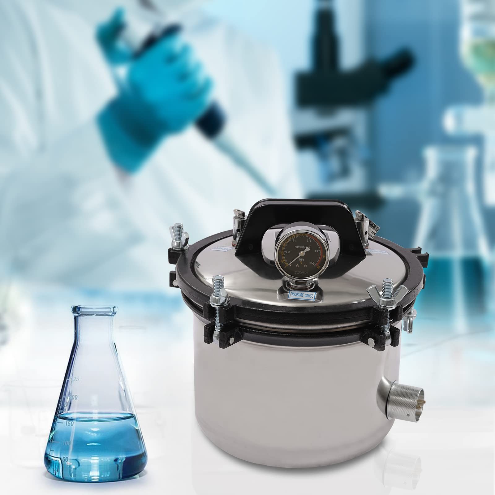 8L Portable Lab Dental Steam Autoclave Sterilizer Stainless Steel High Pressure