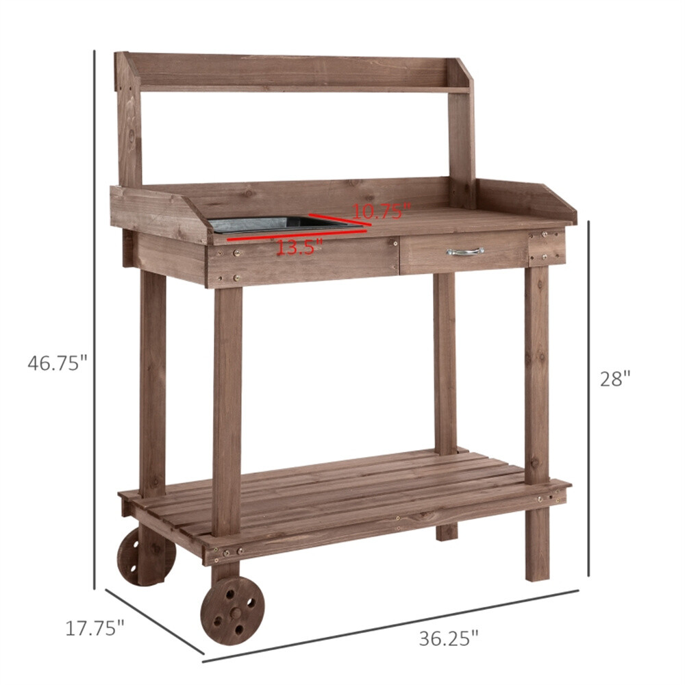 Potting Table Garden Balcony Plant Support Brown
