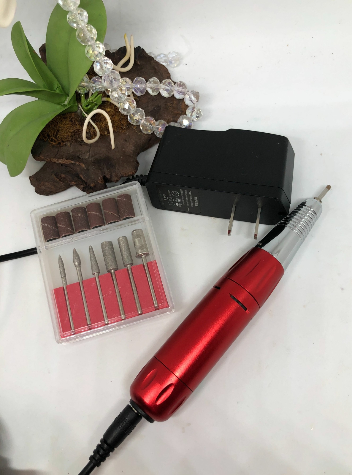 Portable Electric Nail File Manicure Pedicure Nail Drill - Red - New