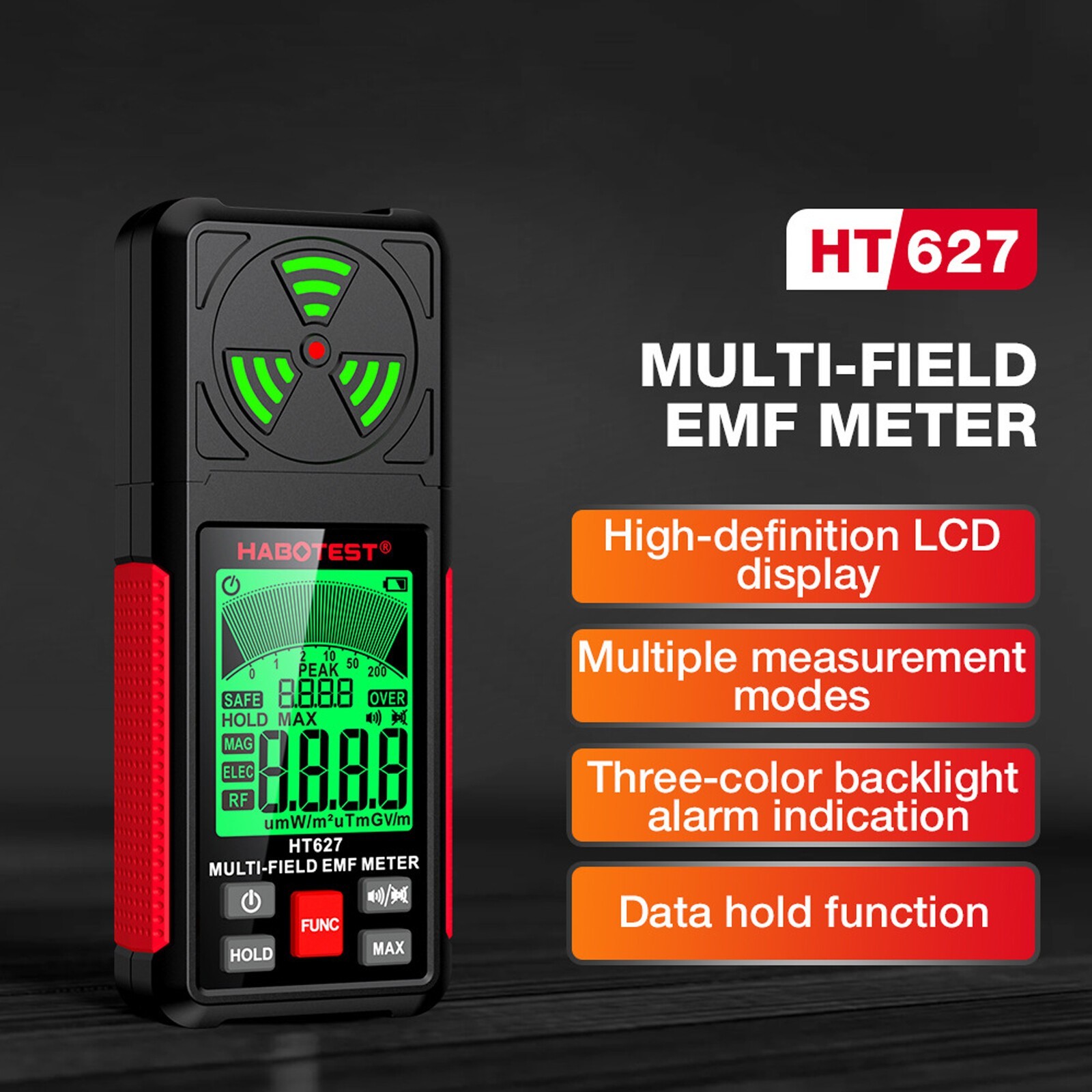 Electromagnetic Radiation Tester Handheld Radio Frequency Field EMF Meter