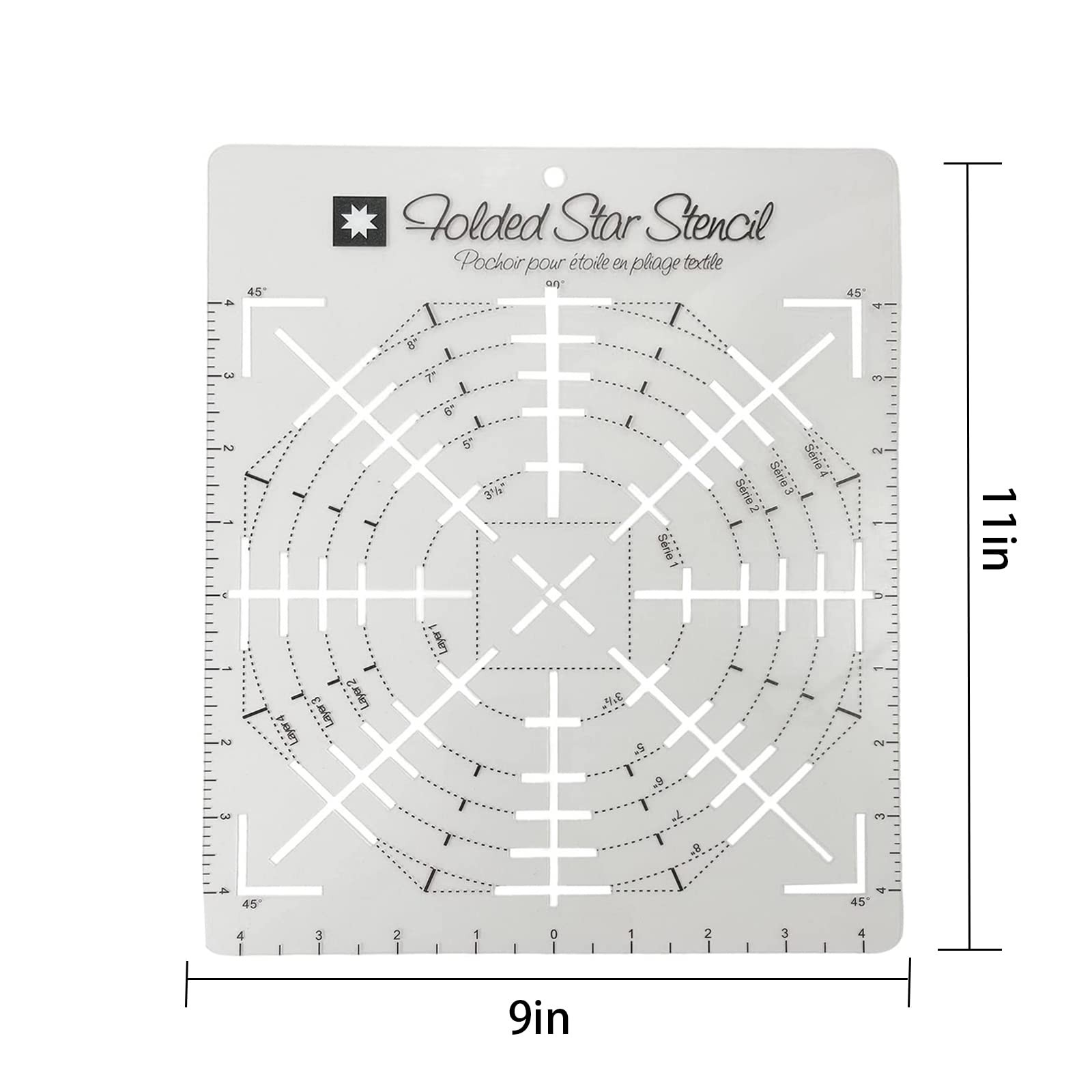1 Pcs Folded Star Guide Stencil Sewing Quilting Template for Fabric Patchwork Pl