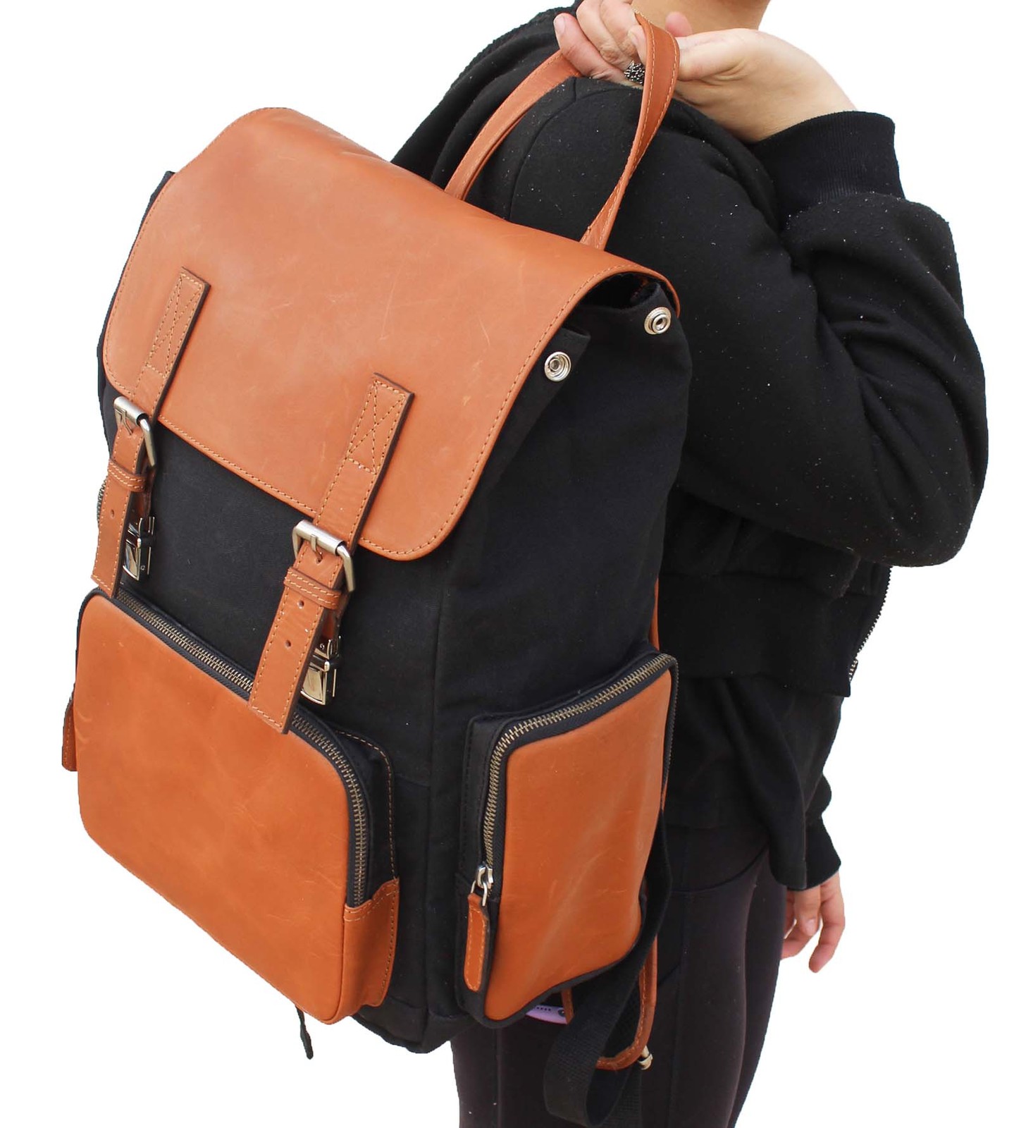 Handcrafted Canvas Outdoors Travel Utility Weekender Travel Bag Black 18SKB45BK