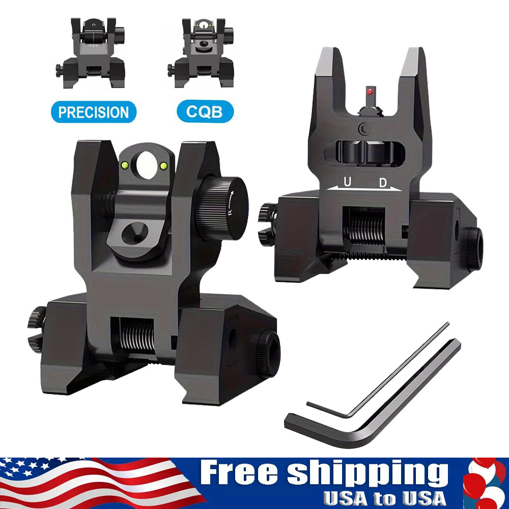 Fiber Optic Iron Sights Flip Up Iron Sight Front and Rear Sights for Picatinny