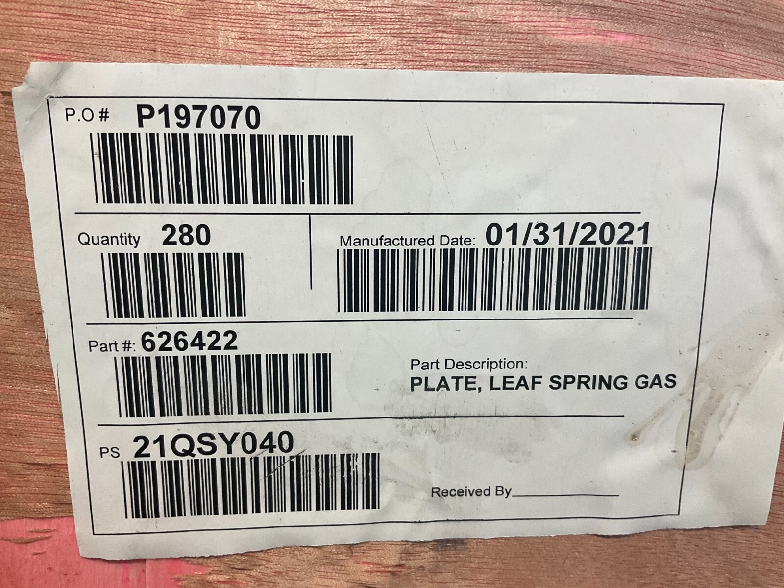 TE 626422 Leaf Spring Gas Plate New (TSC)