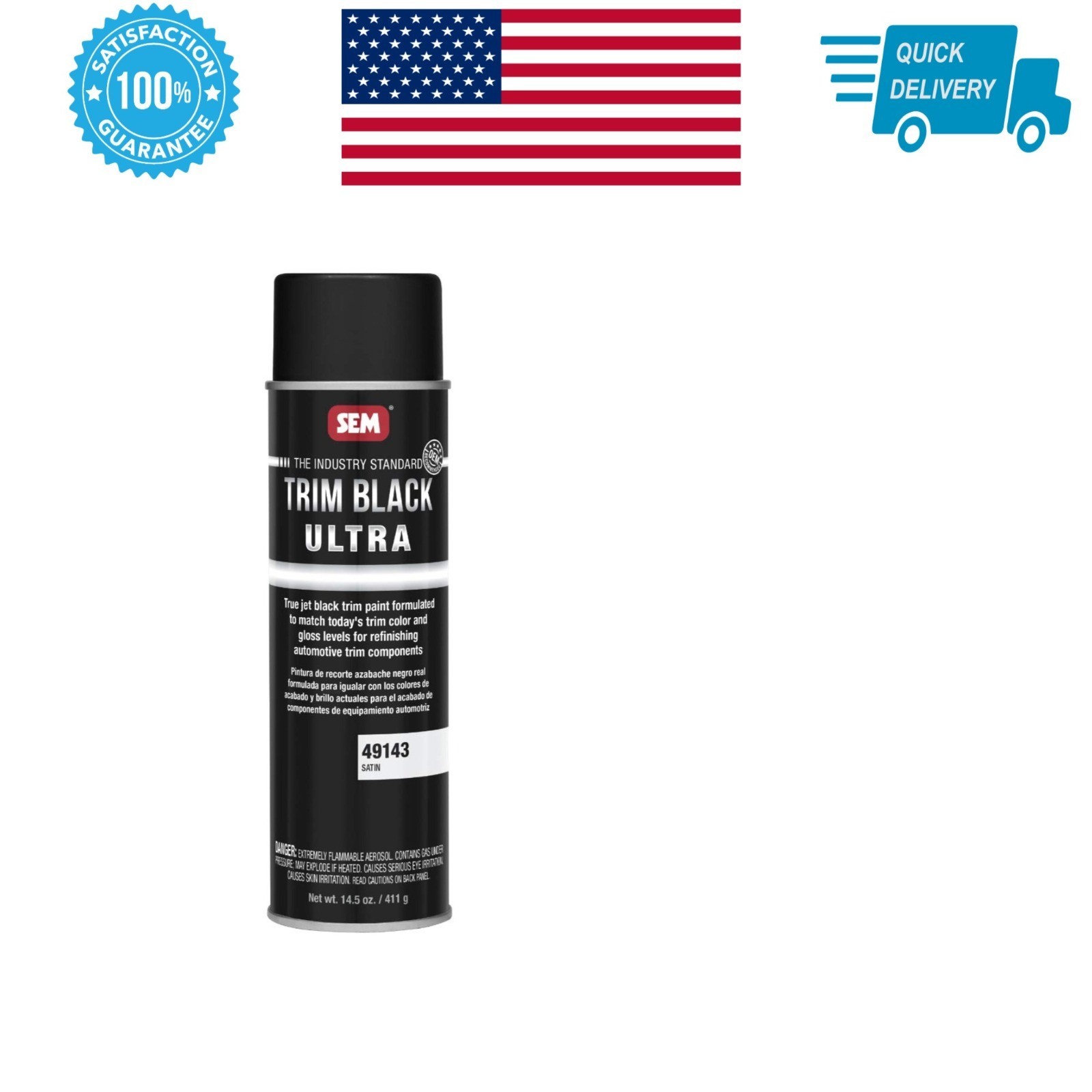 SEM 49143 Trim Black Ultra Spray Paint - 14.5 oz Aerosol Can