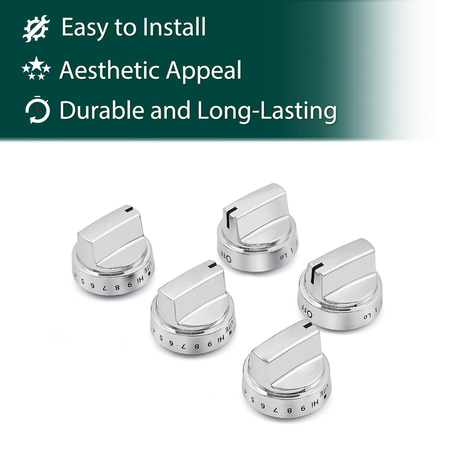 GE Range Stove Knobs Replacement - 5 Pack for Adora & JGB Models
