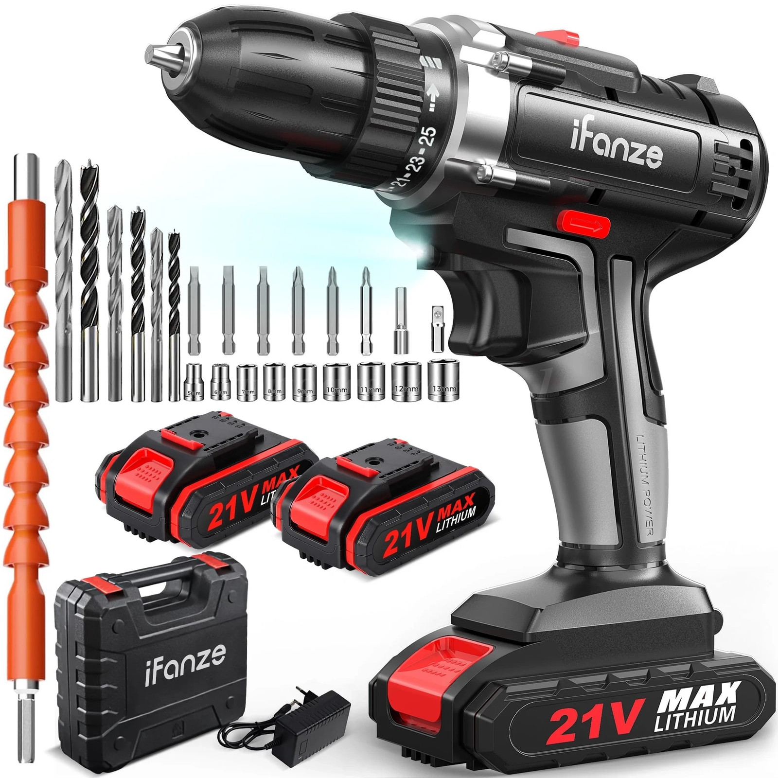Cordless Brushless Impact Driver Hammer Drill Combo Kit w/ 2 Battery & Charger