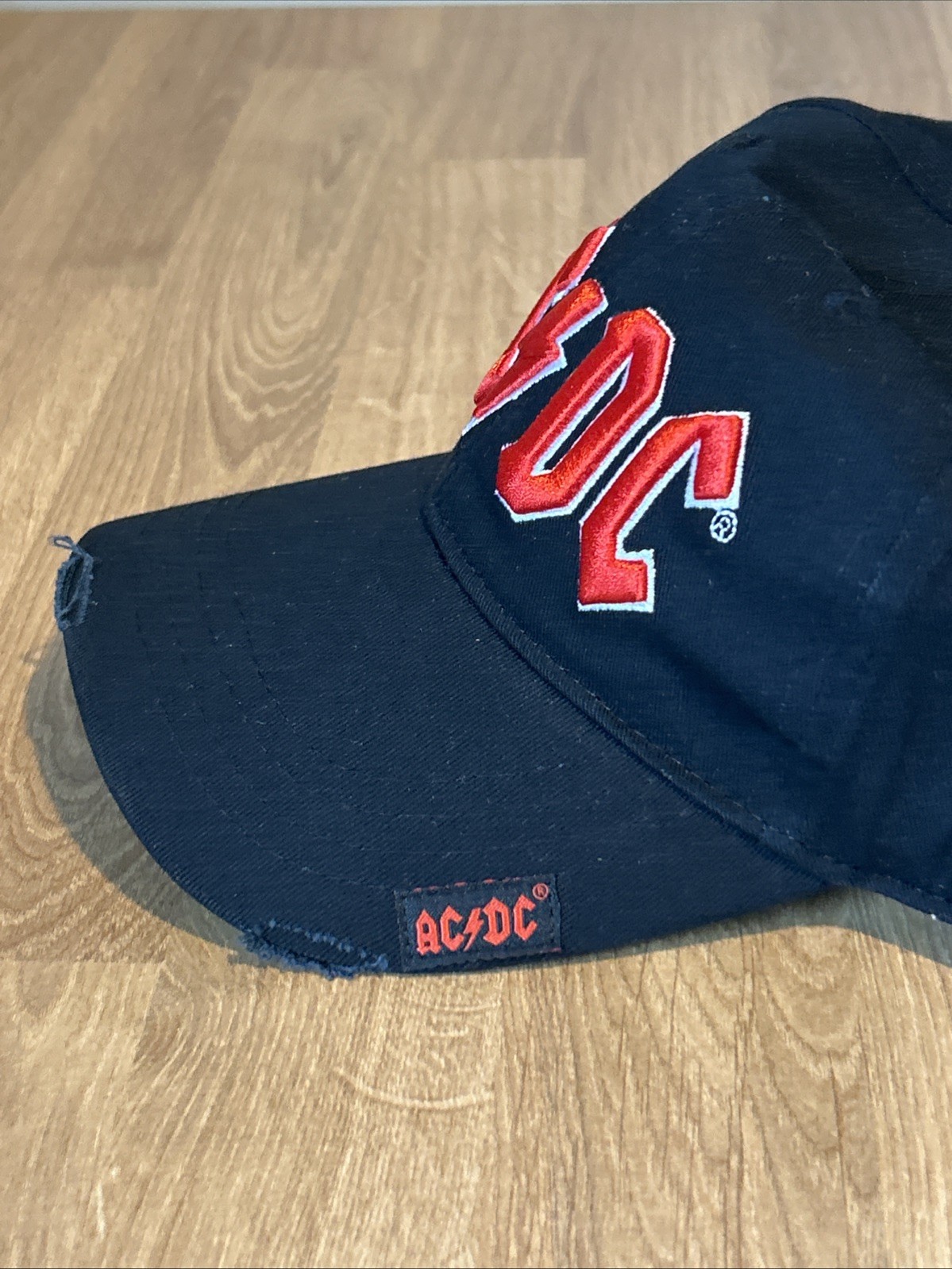 AC/DC Logo Distressed Adjustable Strapback Hat Black W Tags