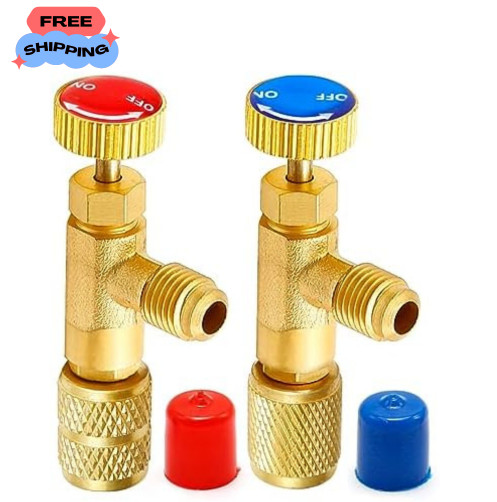 2Pcs HVAC Refrigerant Charging Valve Adapter Set - Bronze, Flow Control for R...