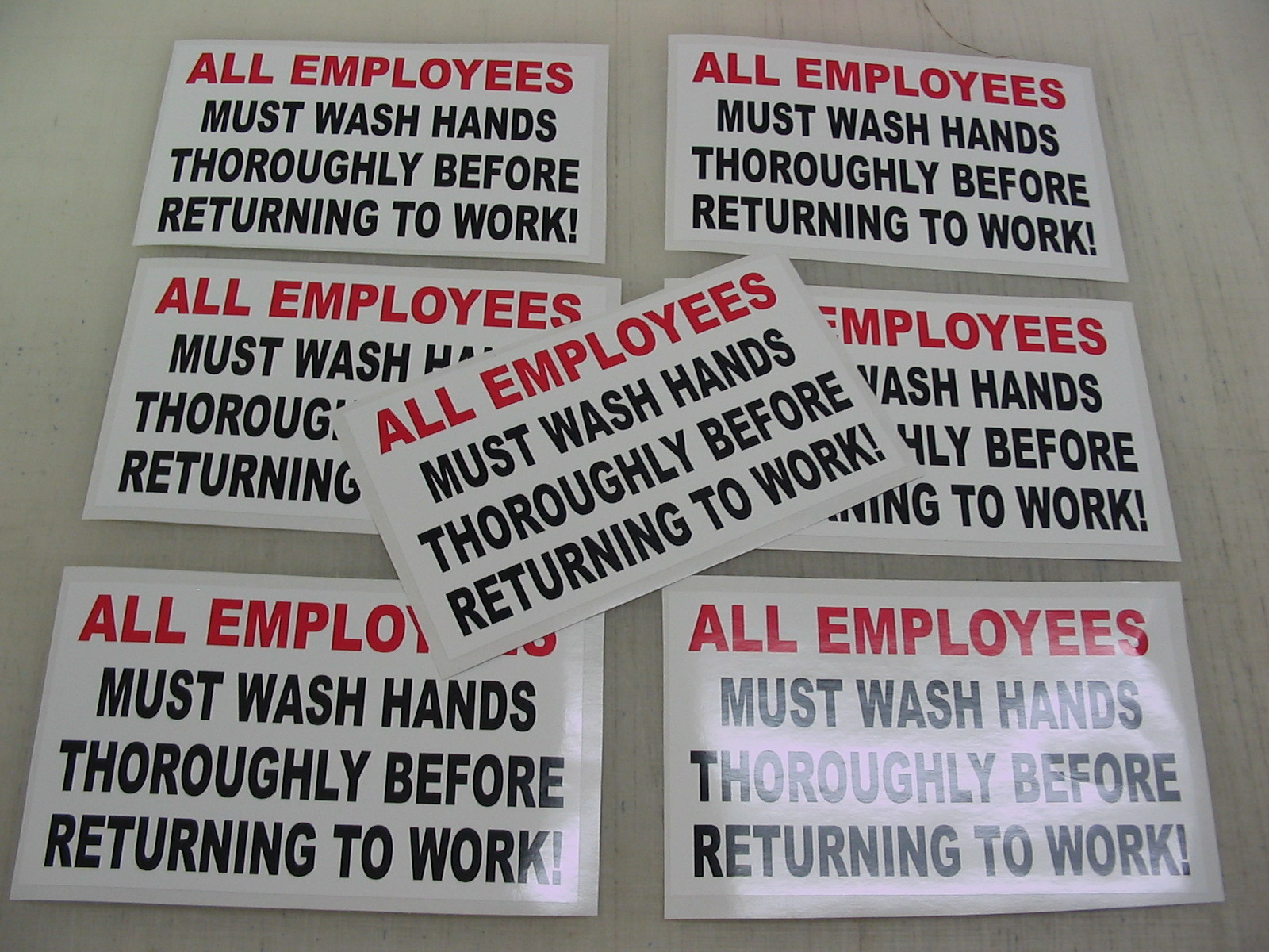 7 ALL EMPLOYEES MUST WASH HANDS Sticker Decals Restaurant Bathroom Health