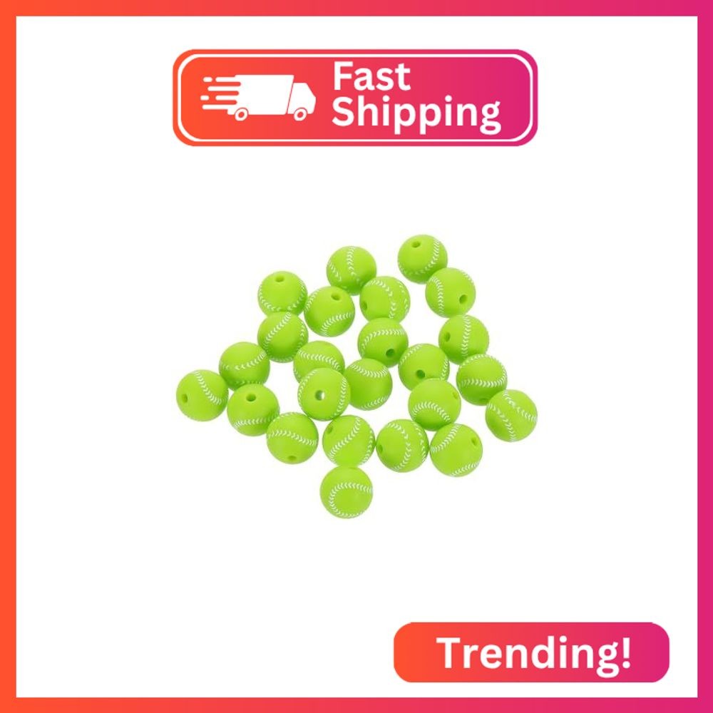 uxcell Sports Ball Beads, 24Pcs 12mm - Silicone Round Spacer Focal Beads, Rubber