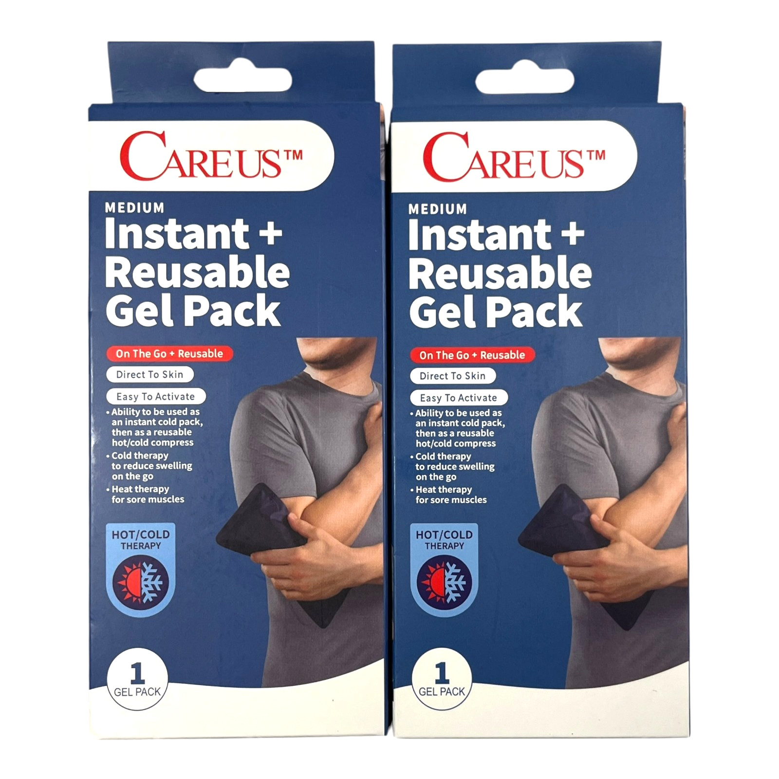 Careus Medium Instant + Reusable Gel Pack Hot / Cold Therapy - LOT of 2