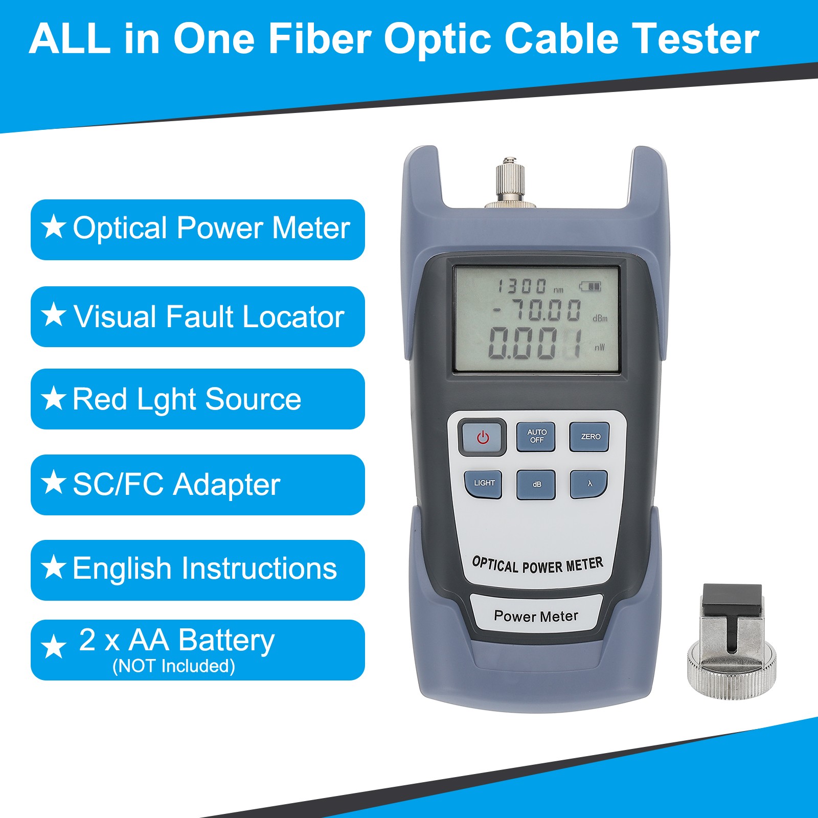 Fiber Optic Cable Tester Visual Fault Locator Optical Power Meter