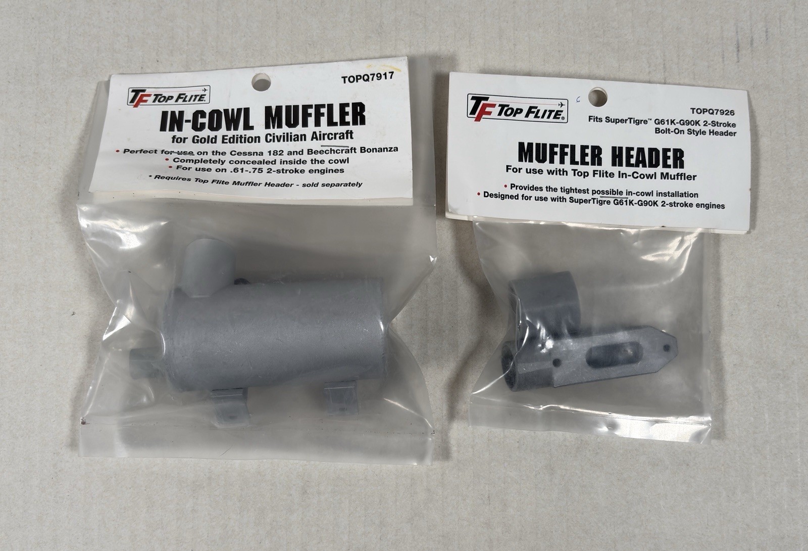 Top Flite In-Cowl Muffler & Header Super Tigre G60 - 90 Cessna 182 Bonanza ETC..