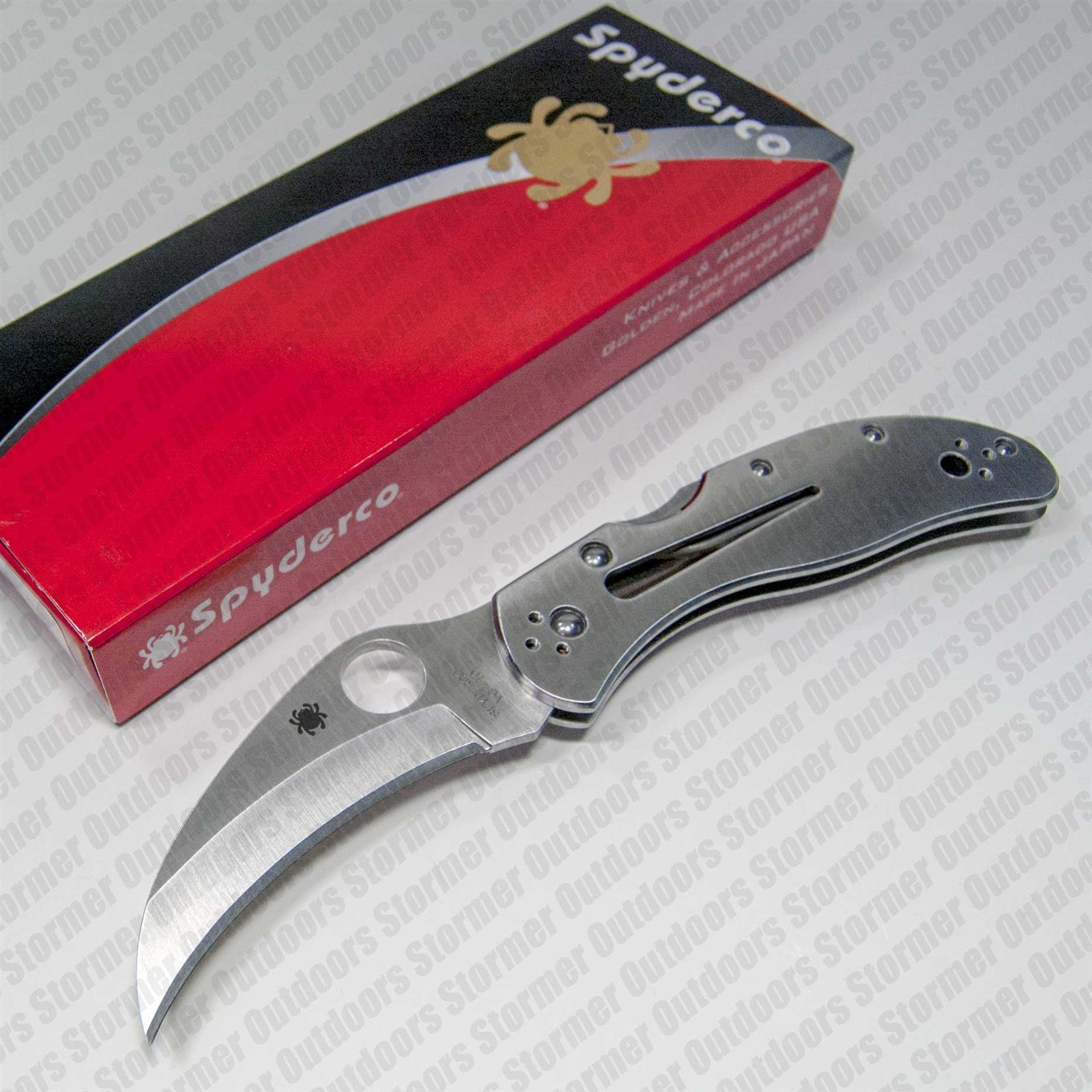Spyderco Harpy Pocket Knife Hawkbill VG10 Plain Edge Stainless Steel Handle C08P