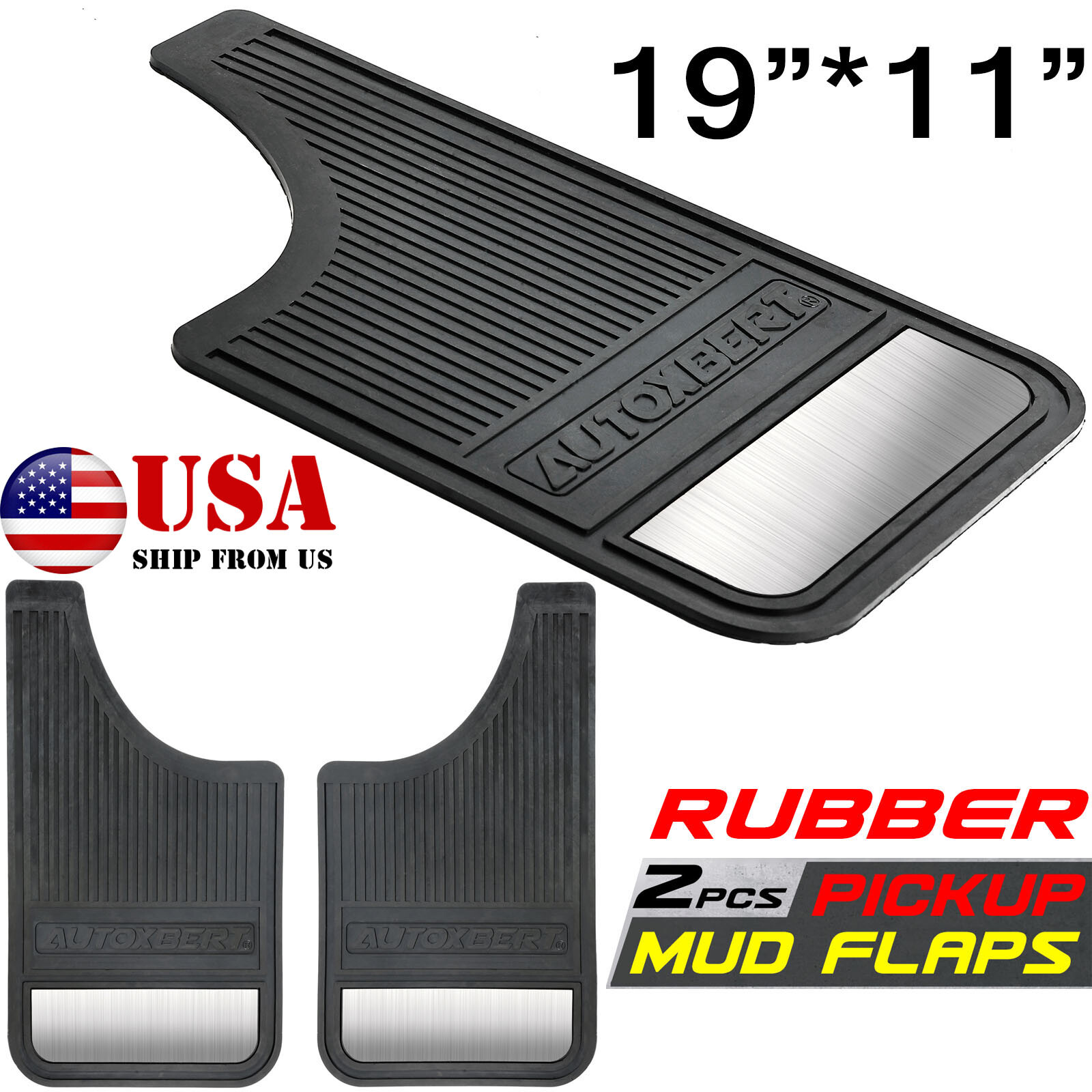 2PC Heavy Duty Rubber Mud Flaps Pickup Trucks Car Splash Guards Night Reflectors