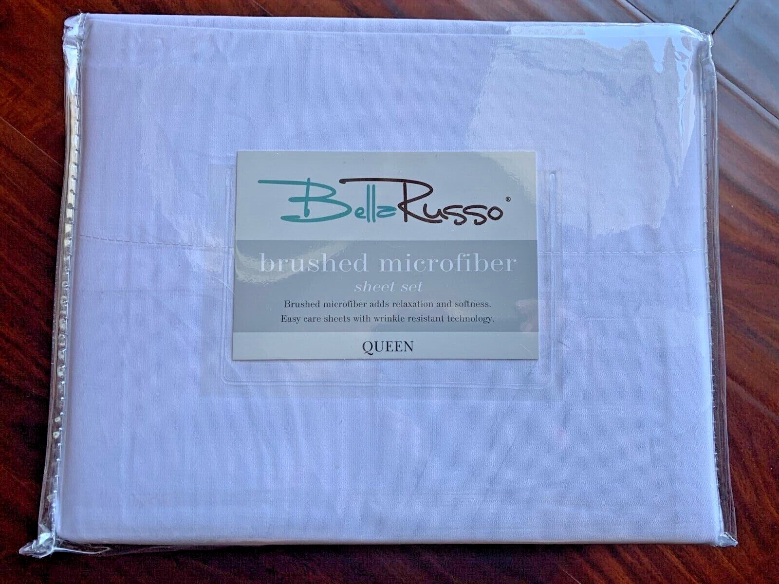 Bella Russo Brushed Microfiber Queen Sheet Set WHITE ~ New in Package!