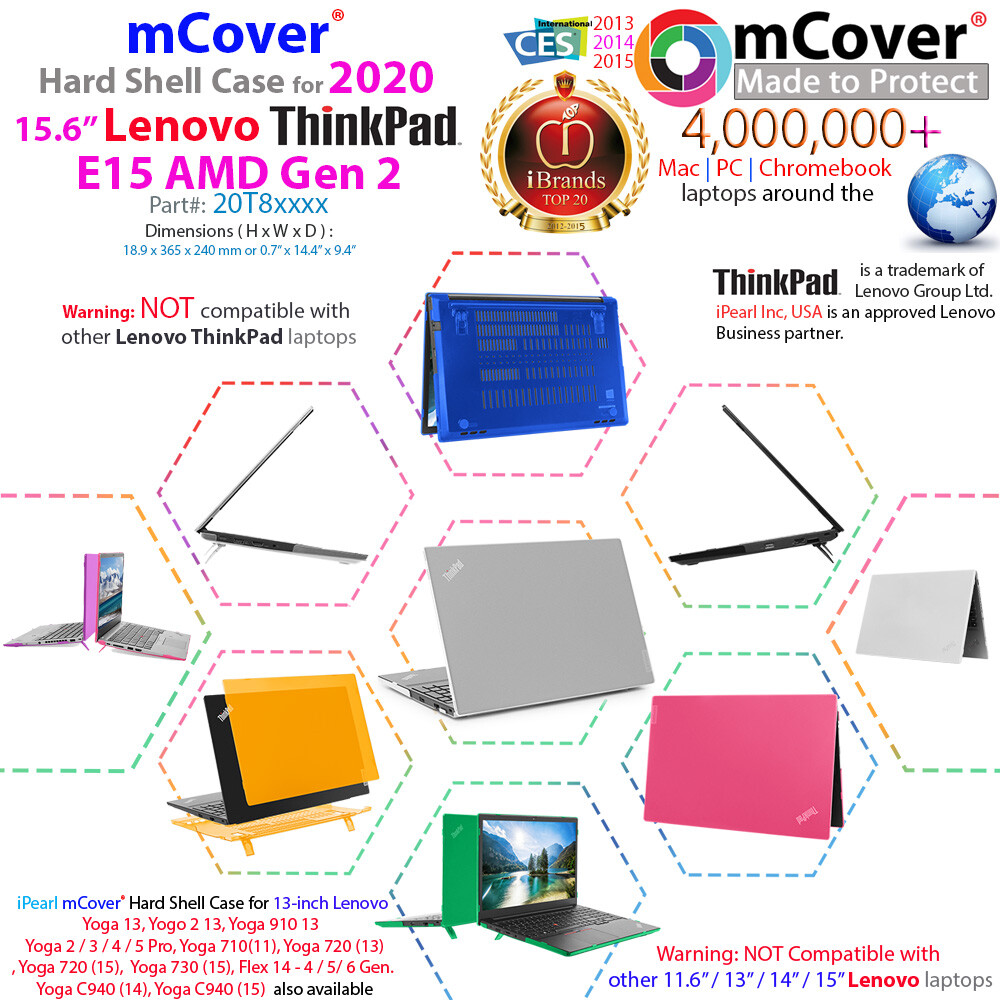 NEW mCover® Hard Case for 2020 15.6" Lenovo ThinkPad E15 AMD Gen 2 3 4 Laptop