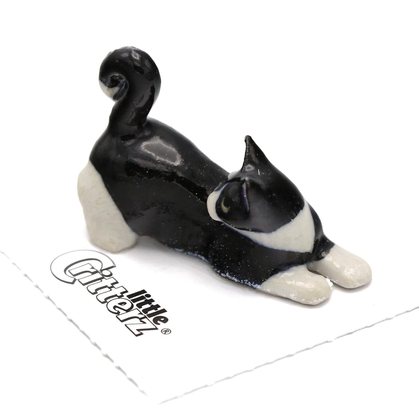 Little Critterz Cat - Tuxedo Kitten "Chessie" - Miniature Porcelain Figurine