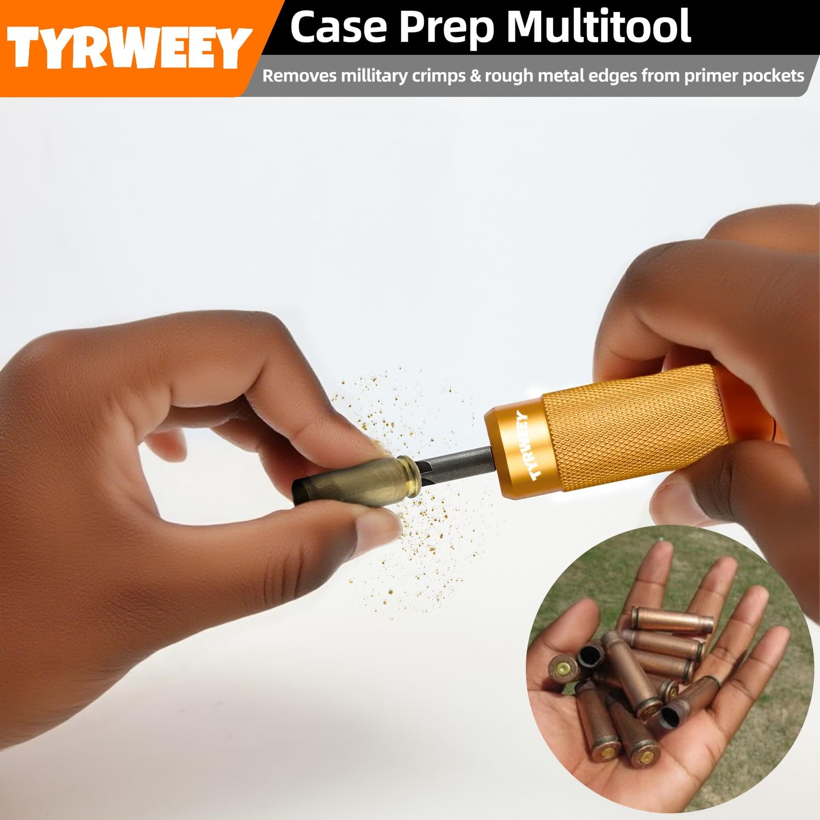 TYRWEEY Case Prep Multitool, Chamfer Deburring Tools for Reloading Orange