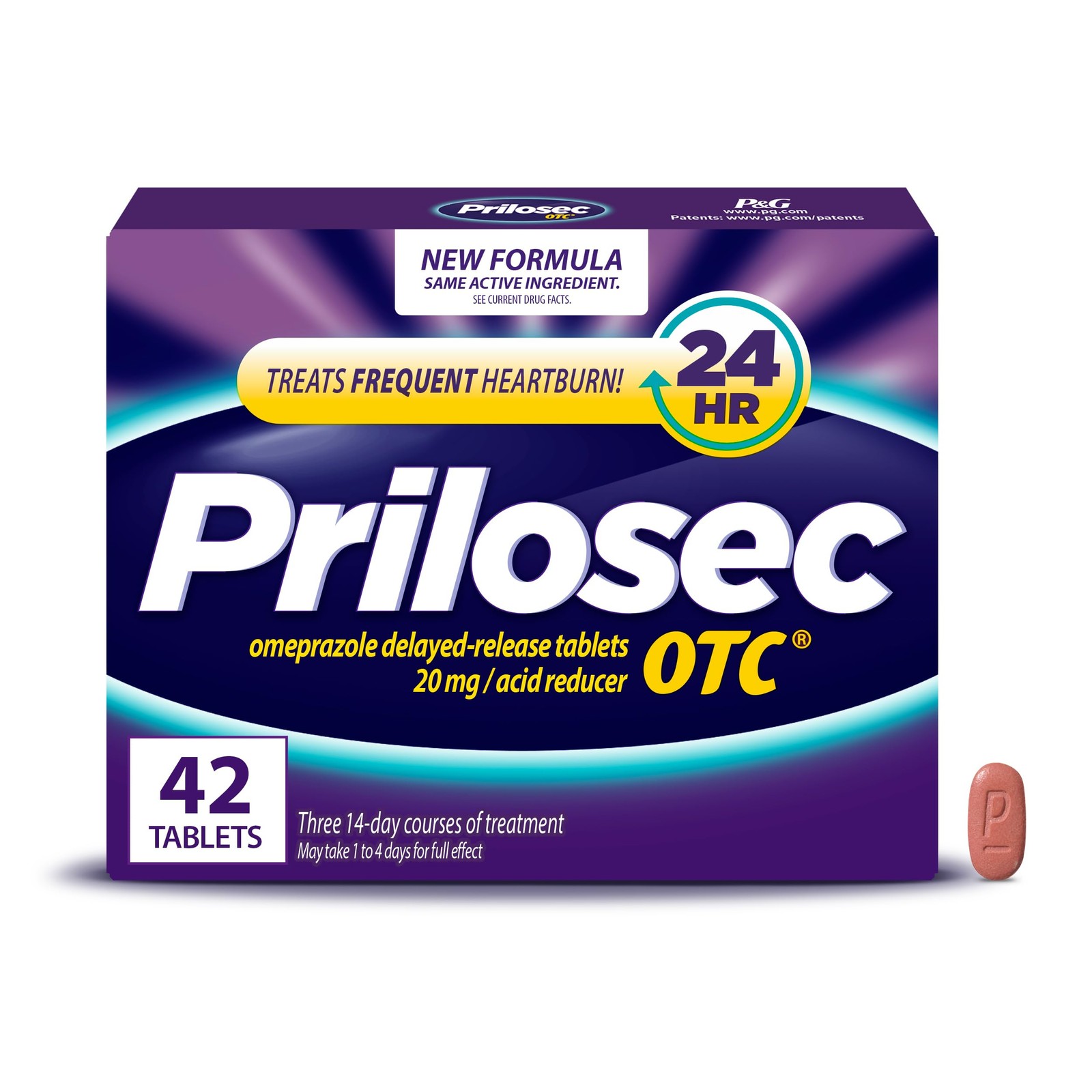 Prilosec OTC Omeprazole Delayed Release 20mg Acid Reducer 42 Tabs, Exp 9/27