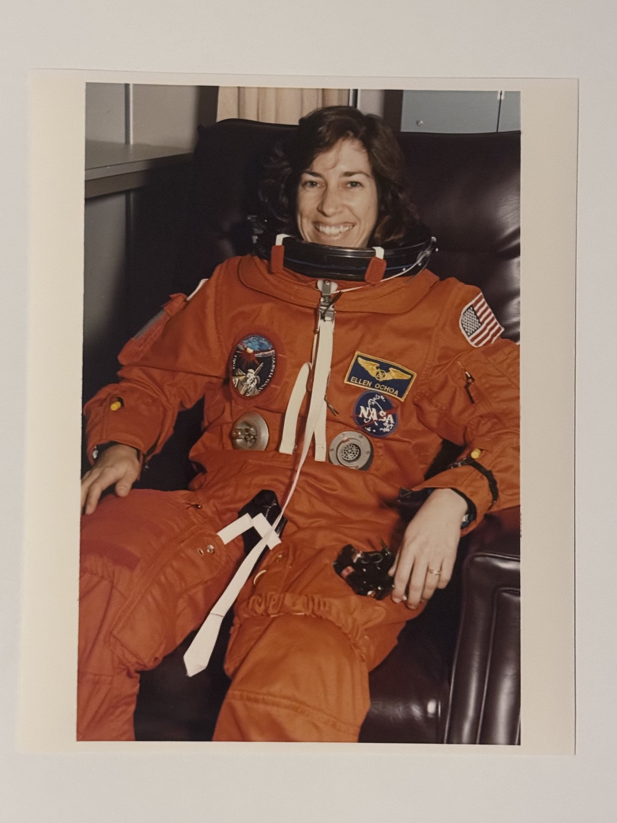 NASA STS-56 Ochoa Assisted During Suit Check Press Photo