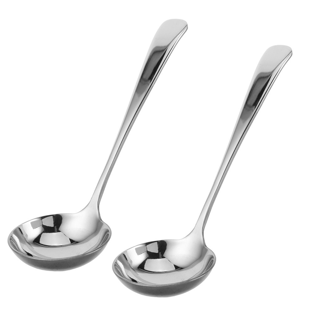 2Pcs Stainless Steel Deep Sauce Ladles for Kitchen Serving Soup and Gravy Silver