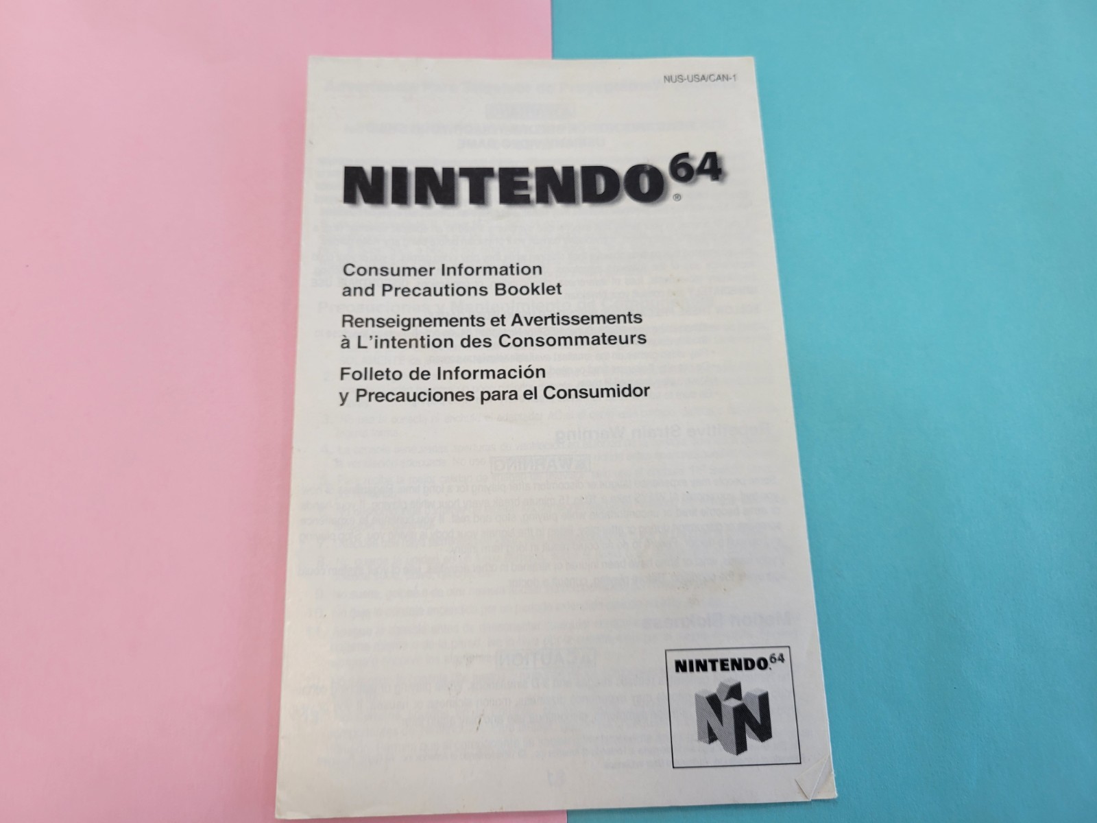 Nintendo 64 Consumer Information and Precautions Booklet NUS-USA/CAN-1