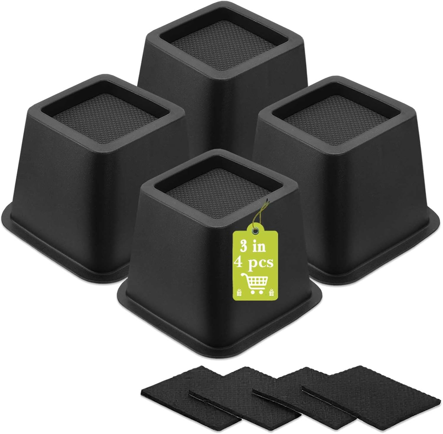 4 Pack Furniture Risers 3 Inch, Bed Risers Heavy Duty for Table Desk Couch Chair