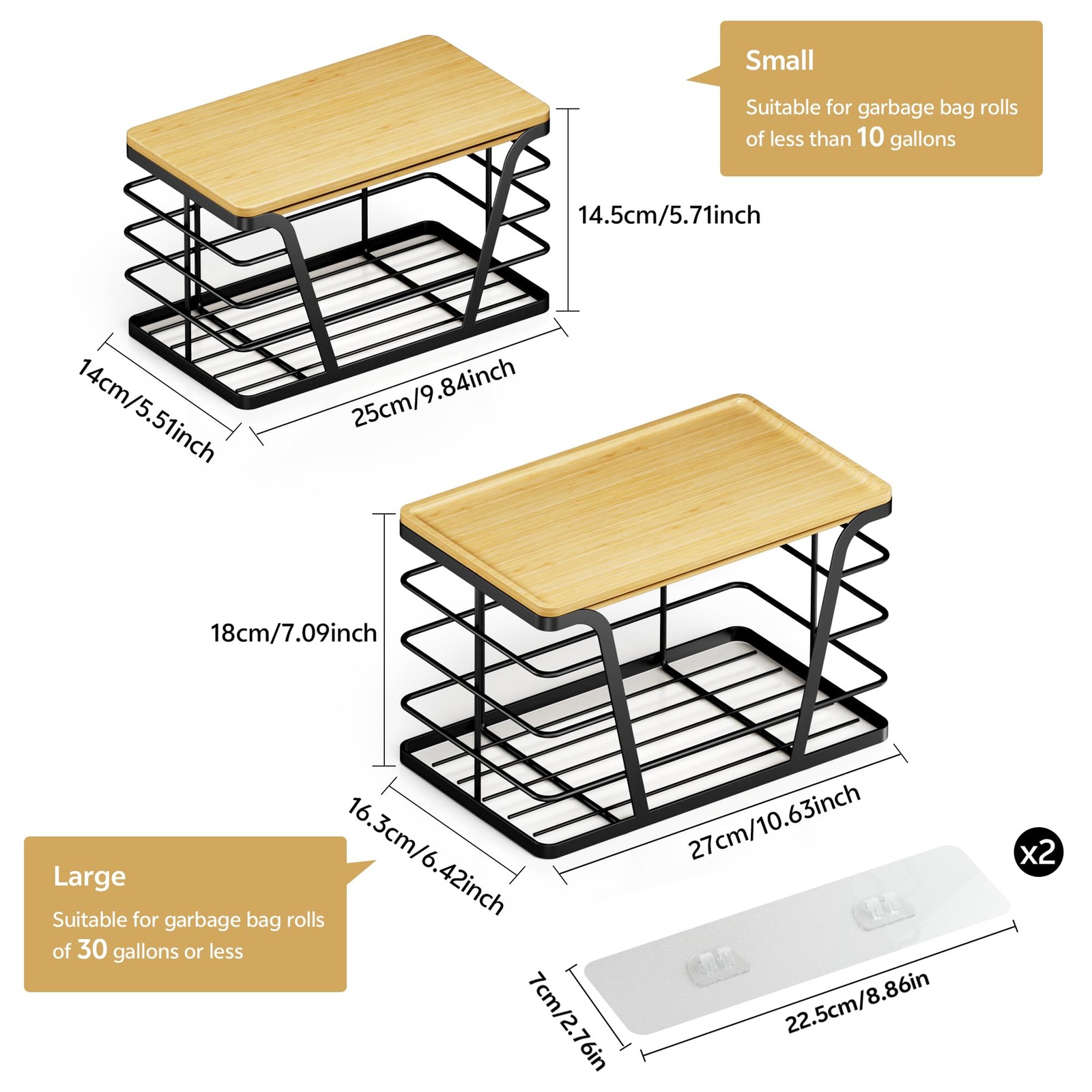 TIDIIABODE 2 Pack Stackable Storage 2-Pack-Large&Small, 2-Pack-L&S-Black