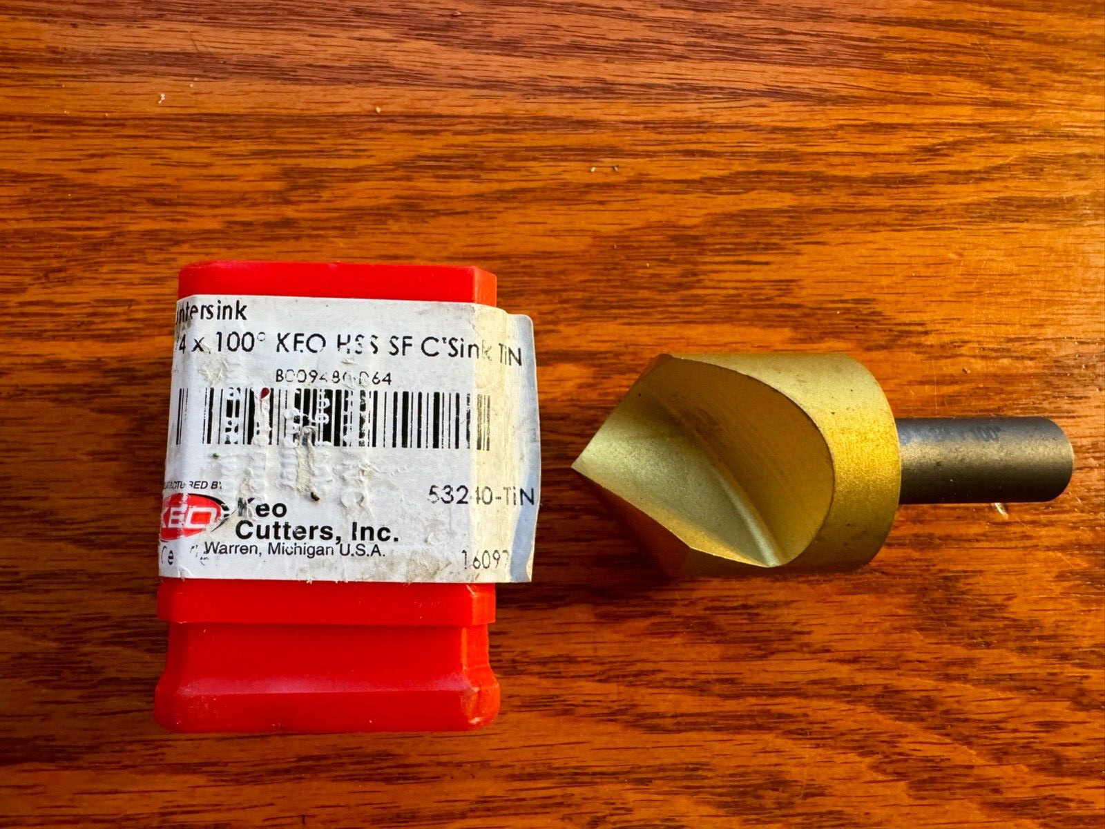 NEW KEO Cutters 53240, 1-1/4  100 degree HSS SF Countersink TIN COATED