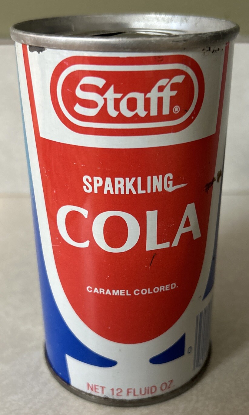 Vintage STAFF Sparkling Cola 12 Oz. Empty Pull Tab Steel Can