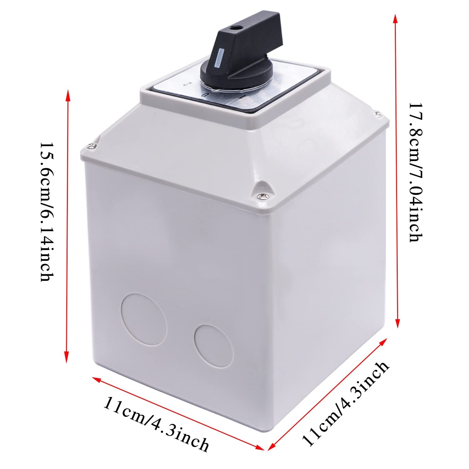 Changeover Switch 3 Position Selector Switch Box 12 Terminals 63A 690V Universal
