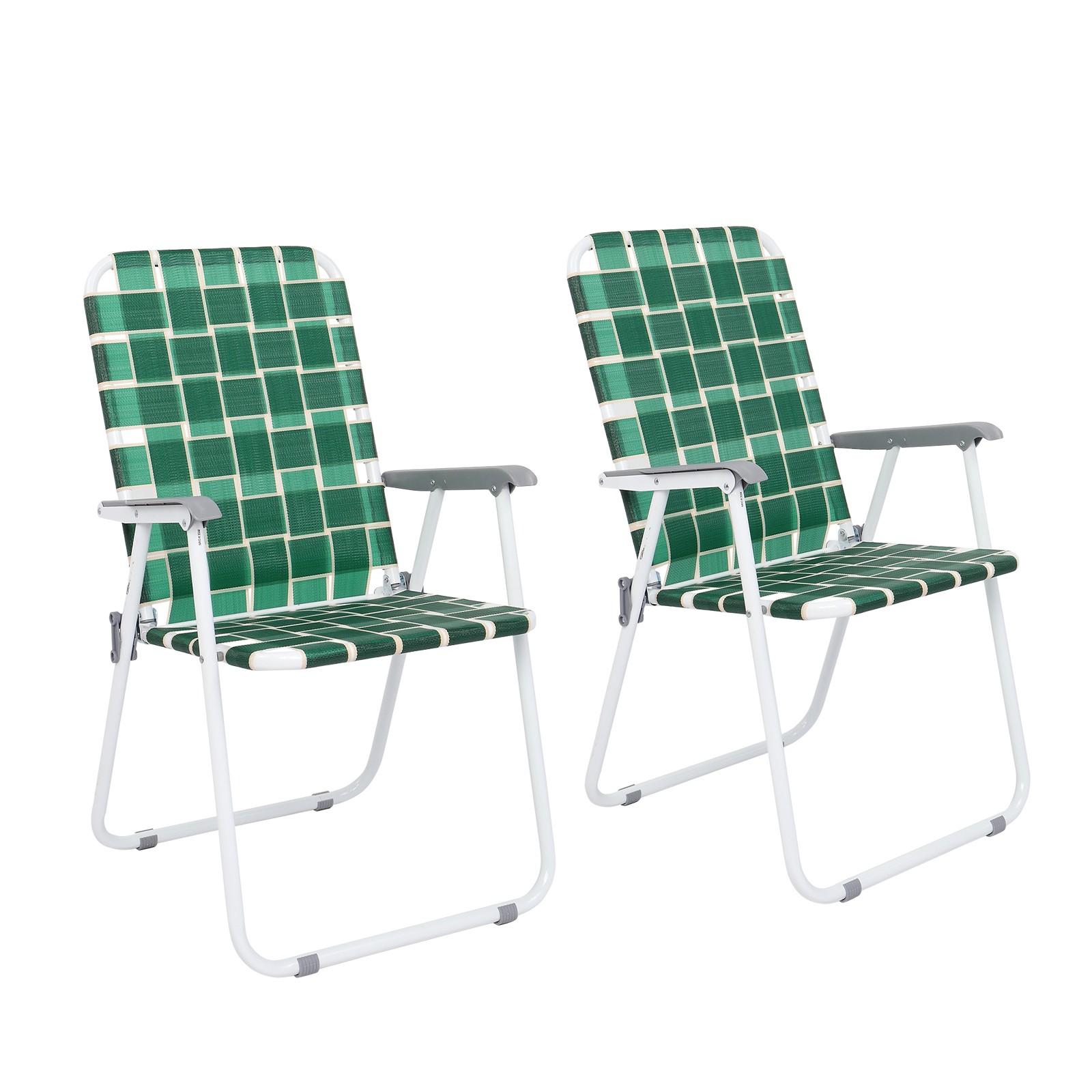2 Pcs Folding Webbed Lawn Beach Chair,Heavy Duty Portable Chairs for Outside